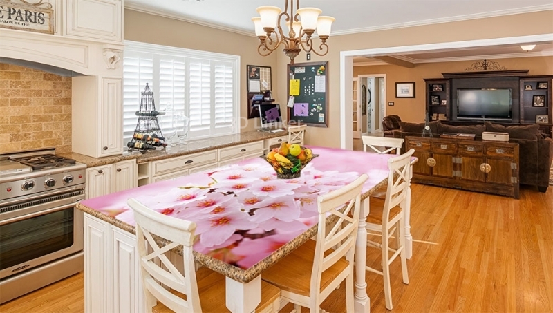 Столешница с рисунком "Белый букетик" скатерть №1