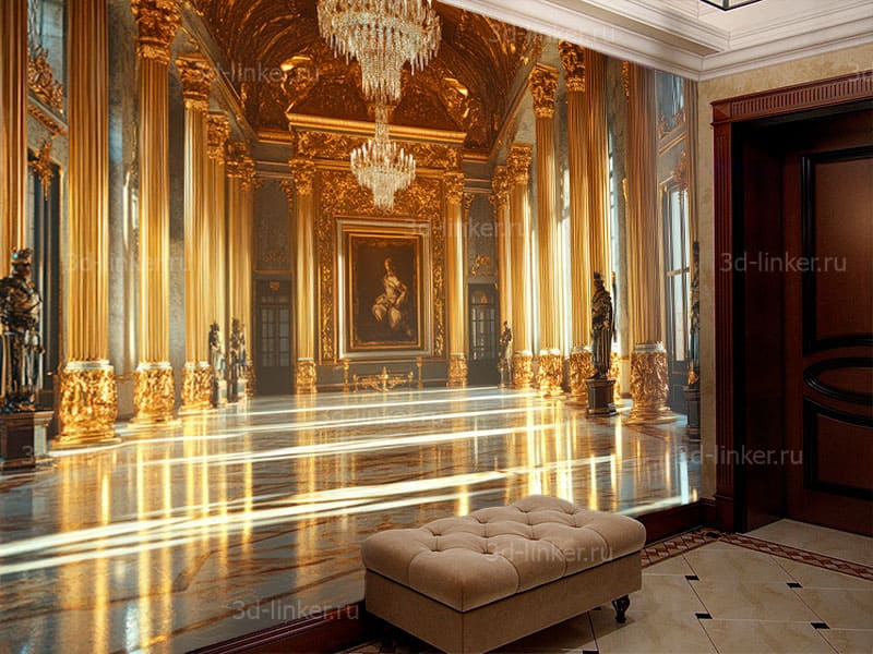 Фотообои на стену ЧАСЫ КОЛЛОНАДА В ИНТЕРЬЕРЕ КОРИДОРА