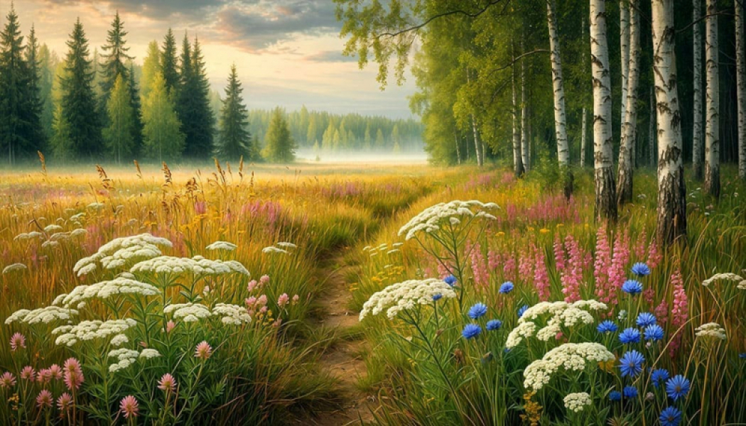 Фотообои Фреска РАЗГОВОР ЦВЕТОВ БЕРЕЗОВАЯ РОЩА