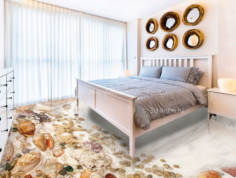 3d обои для пола Украшение моря ракушки визуализация 1