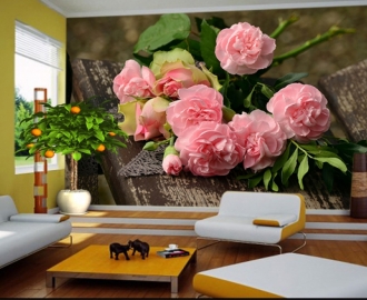 Фотообои РОЗЫ РОЗОВЫЕ СКАМЬЯ