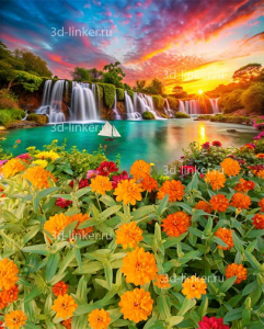 Фотообои на стену КРАСНЫЙ ЗАКАТ ЯХТА купить