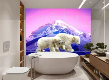 Плитка с фотопечатью в ванную БЕЛЫЕ МЕДВЕДИ ДЕТЕНЫШИ